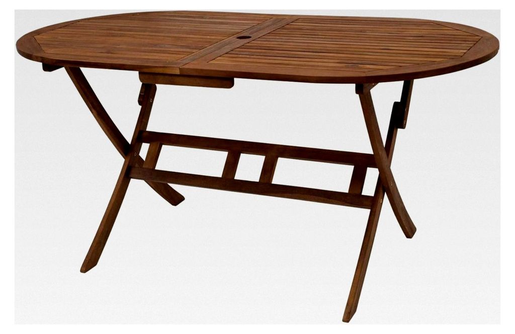 Klapptisch Benita oval 160x85cm aus geöltem Akazienholz, -, klappbarer Gartentisch