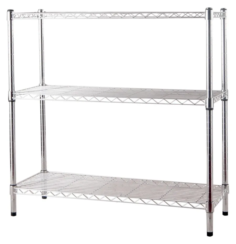 Meuble de rangement bureau et maison en acier chromé BRIXO 3 tablettes