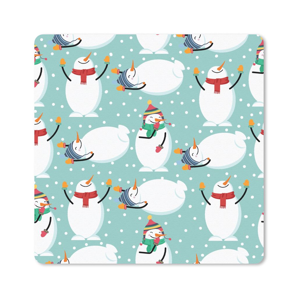 MuchoWow Mauspad Mousepad Schneemann - Cartoon - Winter - Weihnachten - Muster 30x30 cm - Mousepads - Maus Mat - Pad - Mausunterlage - Gaming