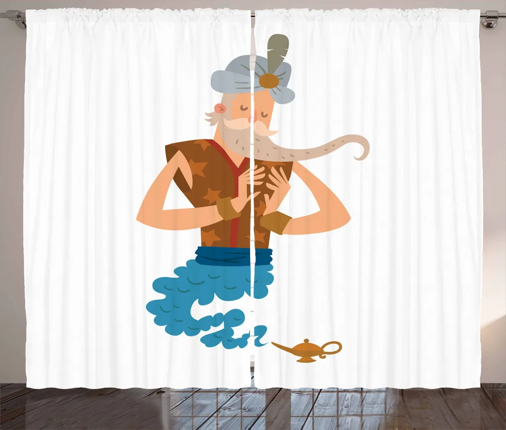 ABAKUHAUS Tenda rustica Magier, Cartoon Genie Kommen, Tenda con passanti e ganci per camera da letto, 280 x 175 cm, multicolore