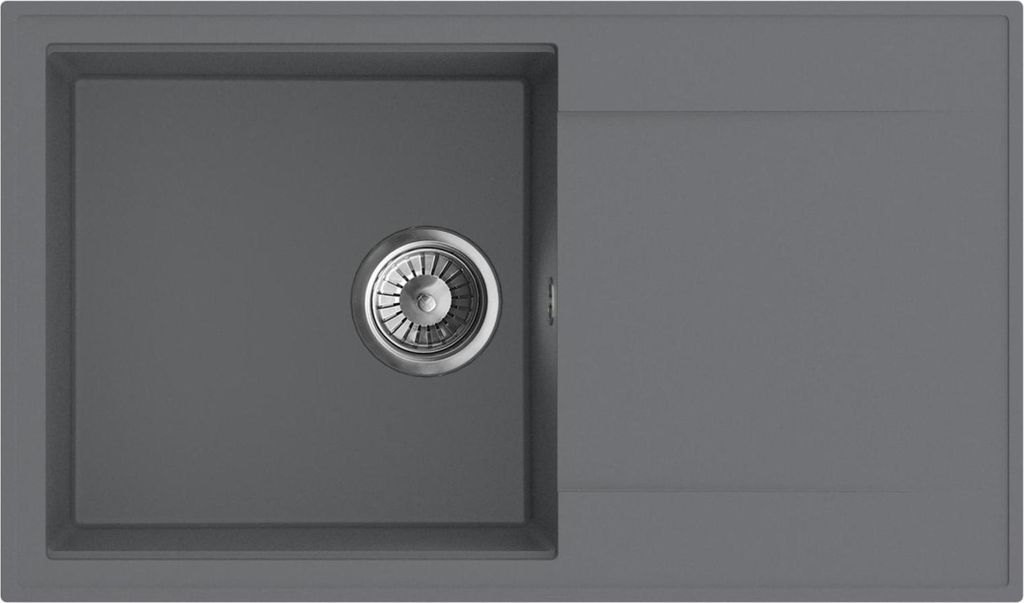 Granitspüle - Spülbecken - Küchenspüle - 78 x 46cm - Moonlight Grey - Einbauspüle - Elegantes Design, Kratzfest und Platzsparend, mit Siphon, ...