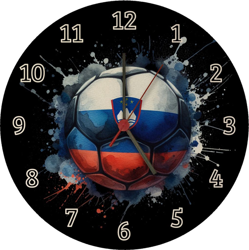 Fußball Slowenien Flagge Wanduhr aus MDF