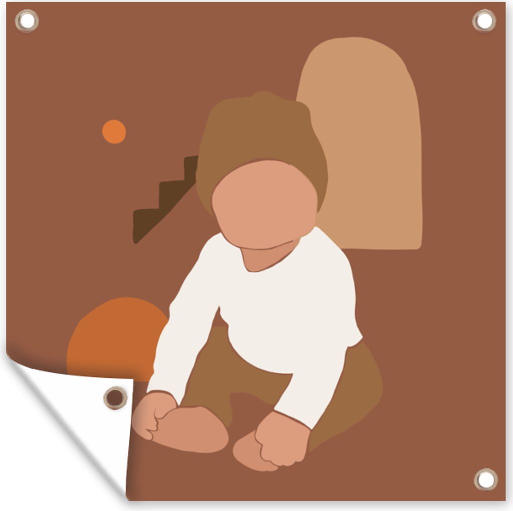 MuchoWow 100x100 cm Outdoor-Poster Gartendeko Sichtschutz Garten Poster für den Garten Baby - Junge - Mädchen - Abstrakt