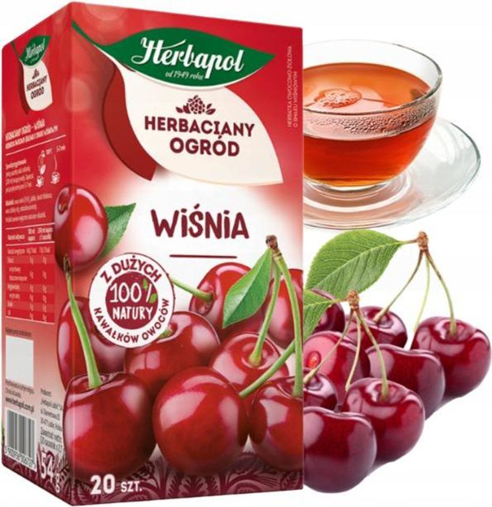 Herbapol Kirschtee 20 Teebeutel - Kirsche Tee Früchtetee mit Kräutertee Mischung