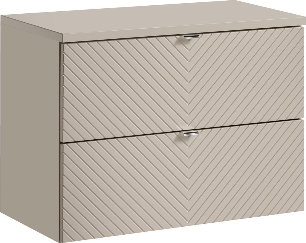 FURNLUX Waschtischunterschrank Viva Beige Und Silber 80cm / Hauptfarbe: Beige / Abmessungen: 80 x 59 x 40 cm