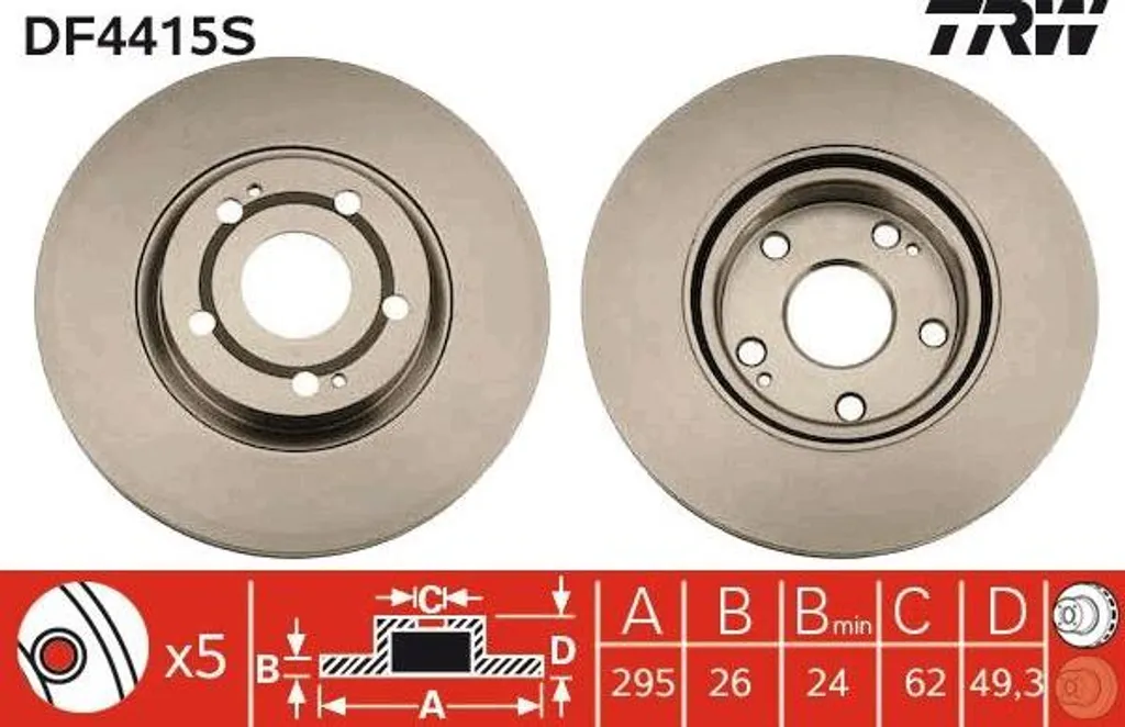 Disque de frein TRW DF4415S haute teneur en carbone pour Corolla 1.6