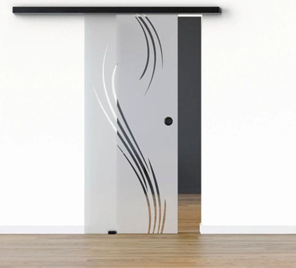 Pertura Glasschiebetür Komplettset Glera Essence 02 1025x2175 mm Links inkl. Beschlag Selir Aluminium schwarz,Griffmusch