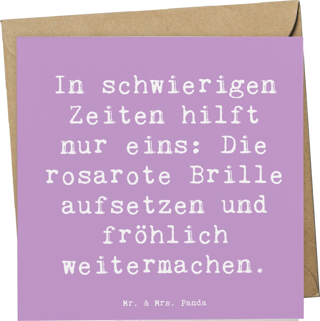 Mr. & Mrs. Panda Grußkarte Spruch Hoffnung in schwierigen Zeiten - Lavendeltraum - Geschenk, schwierige, Motivation, faltkarte, anlasskarte, Gefü...