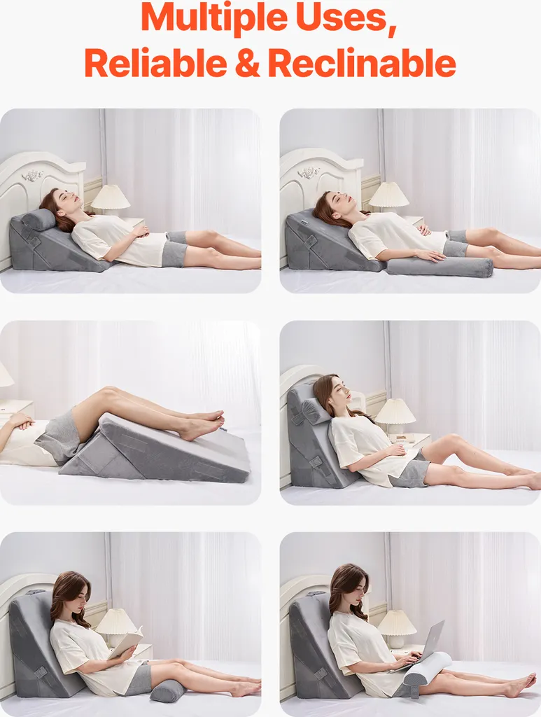 Set de 3 coussins de cale de lit ergonomiques pour inclinaison réglable