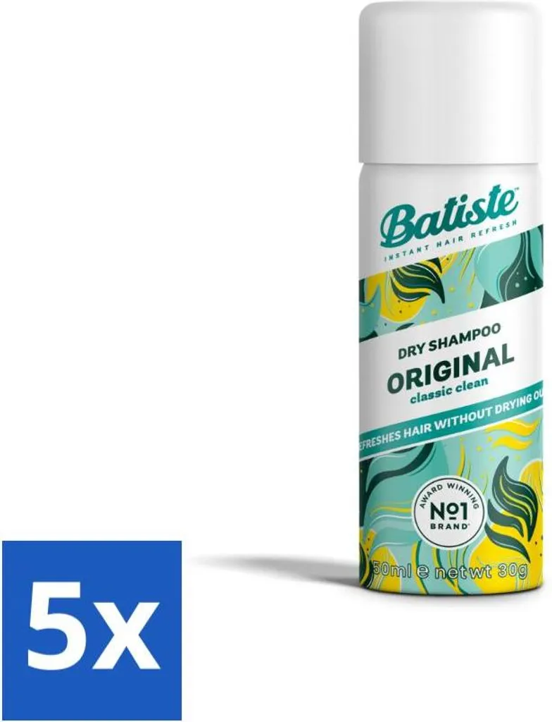Batiste Dry Shampoo Classic Clean Fragranza Fresca - 5x50ml Travel Kit