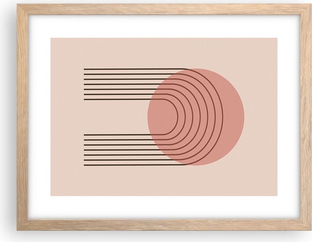 Gerahmtes Poster - Rahmen in heller Eiche - Abstraktion Minimalismus Kreide - 40x30 cm - Wand Bild - Wanddeko - Wandbilder - Kunstposter - Wandpost...