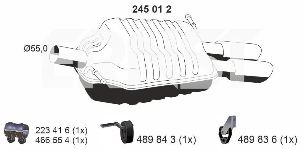 Silencieux ERNST 245012 anti-bruit pour AUDI A4 Avant 8K5 B8