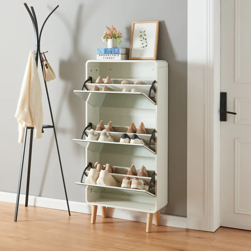 Scarpiera Aure 3 Sportelli Bianca 12 Paia | Mobile Ingresso Slim 134cm