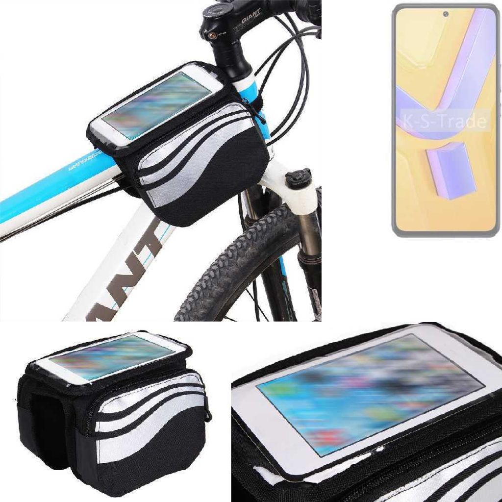 K-S-Trade Rahmentasche Fahrrad-Halterung kompatibel mit Vivo Y100 5G Rahmenhalterung Fahrrad Handyhalterung Fahrradtasche Handy Smartphone Halterung