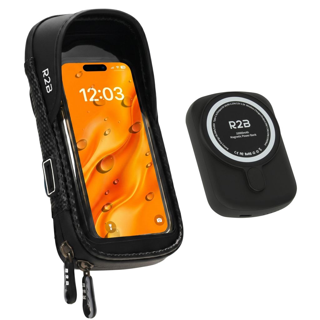 R2B Wasserdichte Fahrrad-Handyhalterung mit Powerbank Produktbild 
