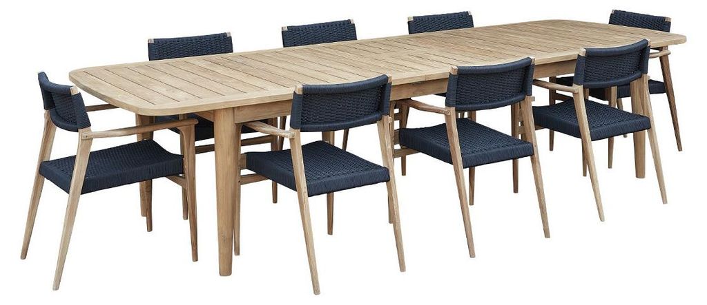 Ausziehbare Gartensalon recycelt Teakholz schwarz 8/10