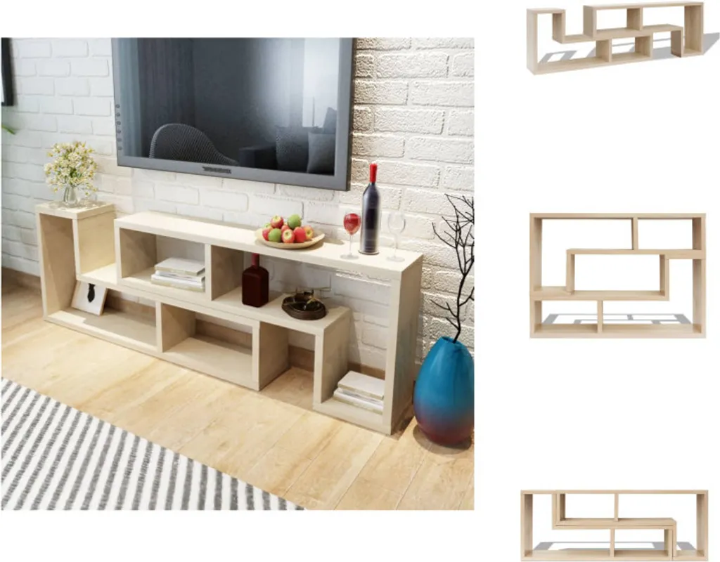 Meuble TV Gain de Place en L Chêne - Idéal pour Petit Salon et Studio