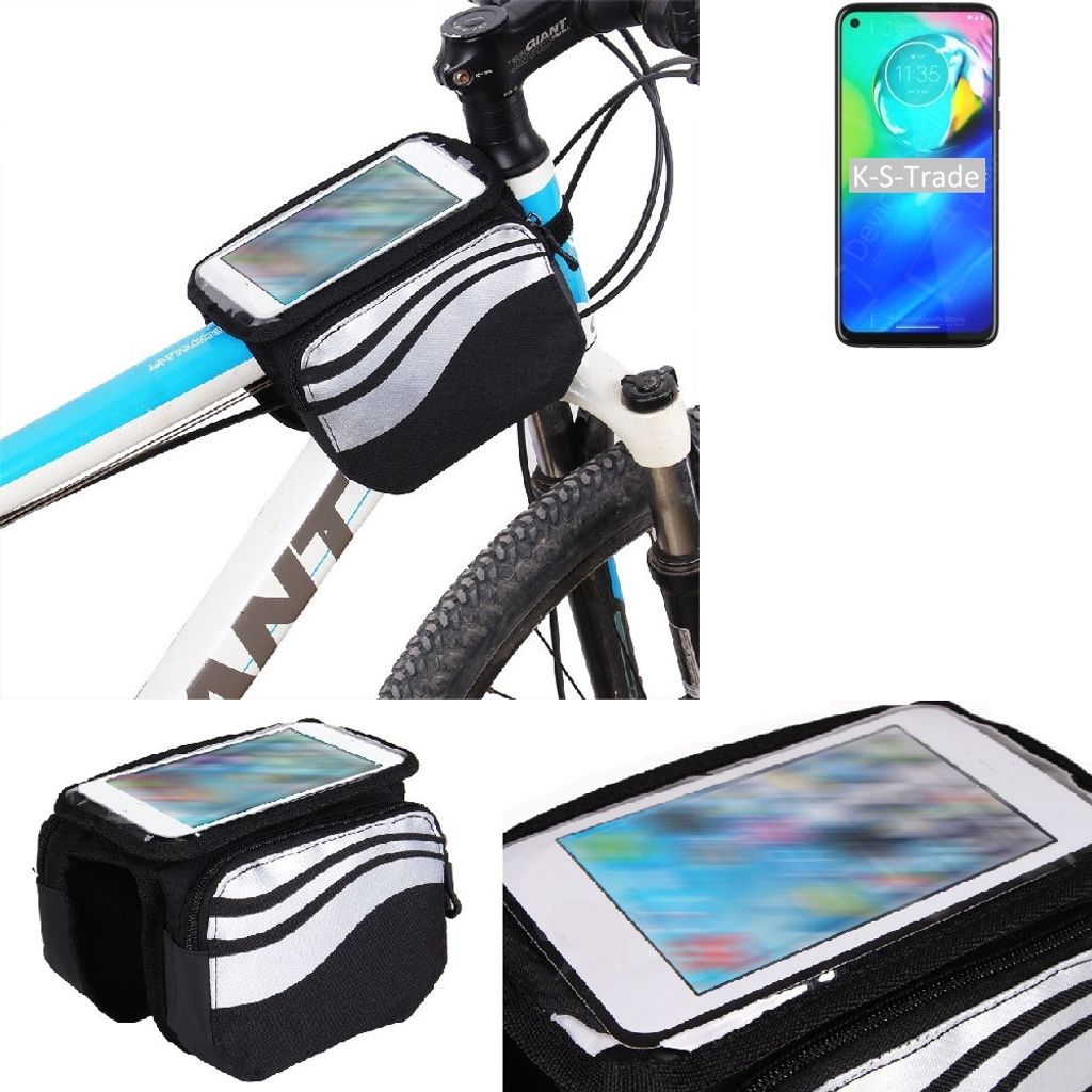 K-S-Trade Rahmentasche Fahrrad-Halterung kompatibel mit Motorola Moto G Power Rahmenhalterung Fahrrad Handyhalterung Fahrradtasche Handy Smartphone