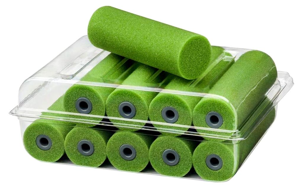 Lackierwalzen Set 10x Schaumstoff Lackierwalze 11 cm gerade – Lackrolle für wasserbasierte und lösemittelhaltige Lacke, Kreidefarben – Türen...