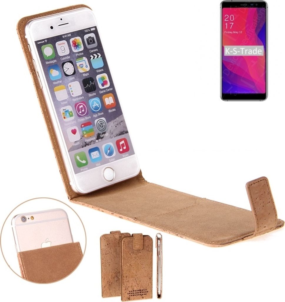 K-S-Trade Handy Hülle kompatibel mit AllCall Rio X Kork-Hülle Flipstyle Case Schutz Hülle Kork Case Hülle Flip cover Klapphülle Tasche, braun 1x