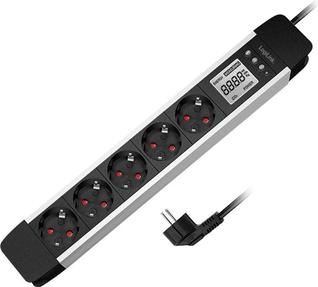Multiprise 5 prises LCD LogiLink LPS286 pour le contrôle de l'énergie