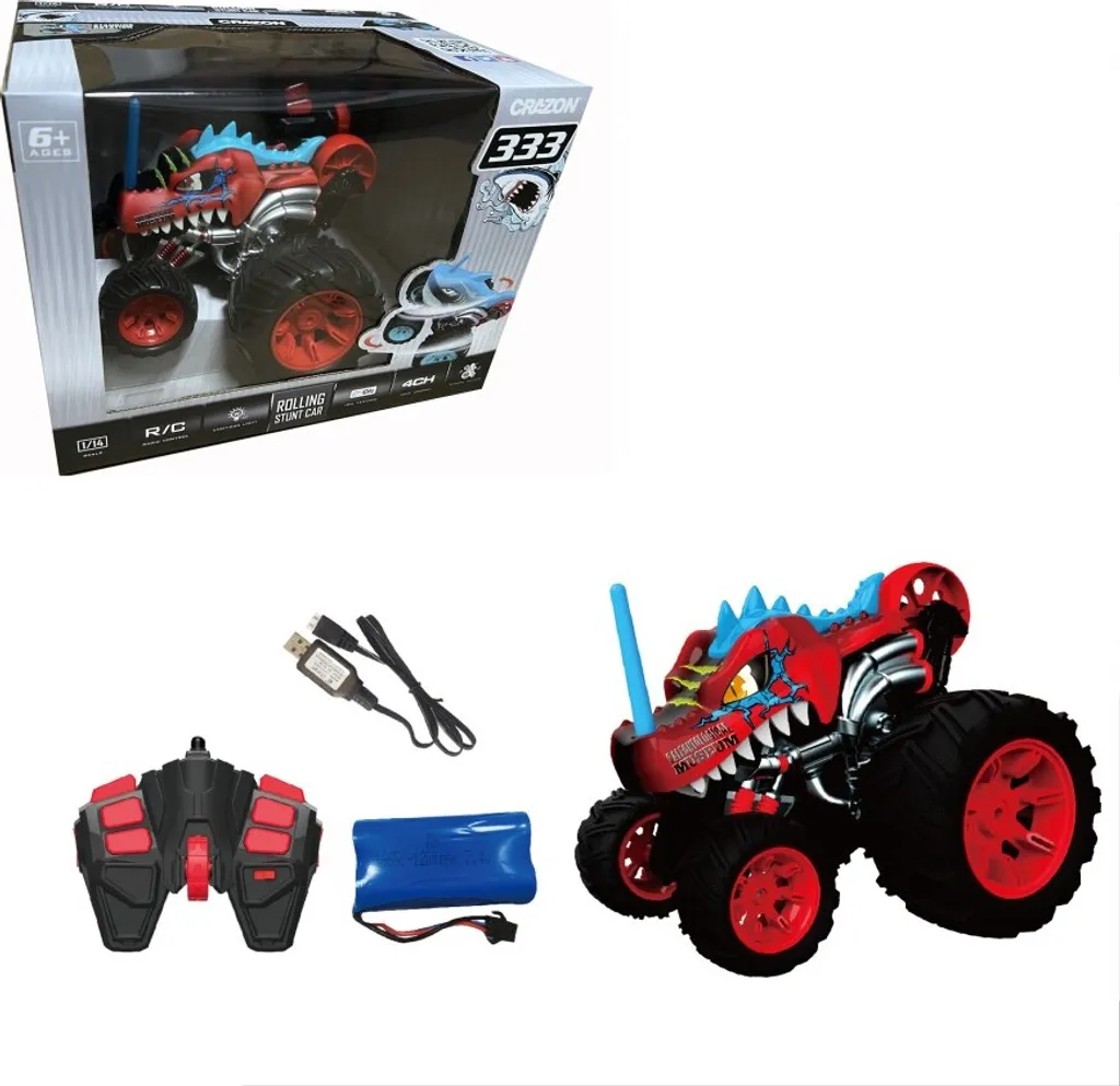 Voiture RC incassable 5 roues rouge 1:16 ne se retourne plus jamais