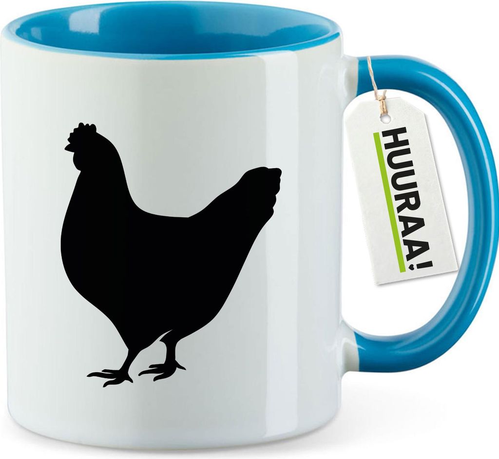 Huuraa Kaffeetasse Huhn Silhouette 330ml Blau Keramik Kaffeebecher Geschenkidee
