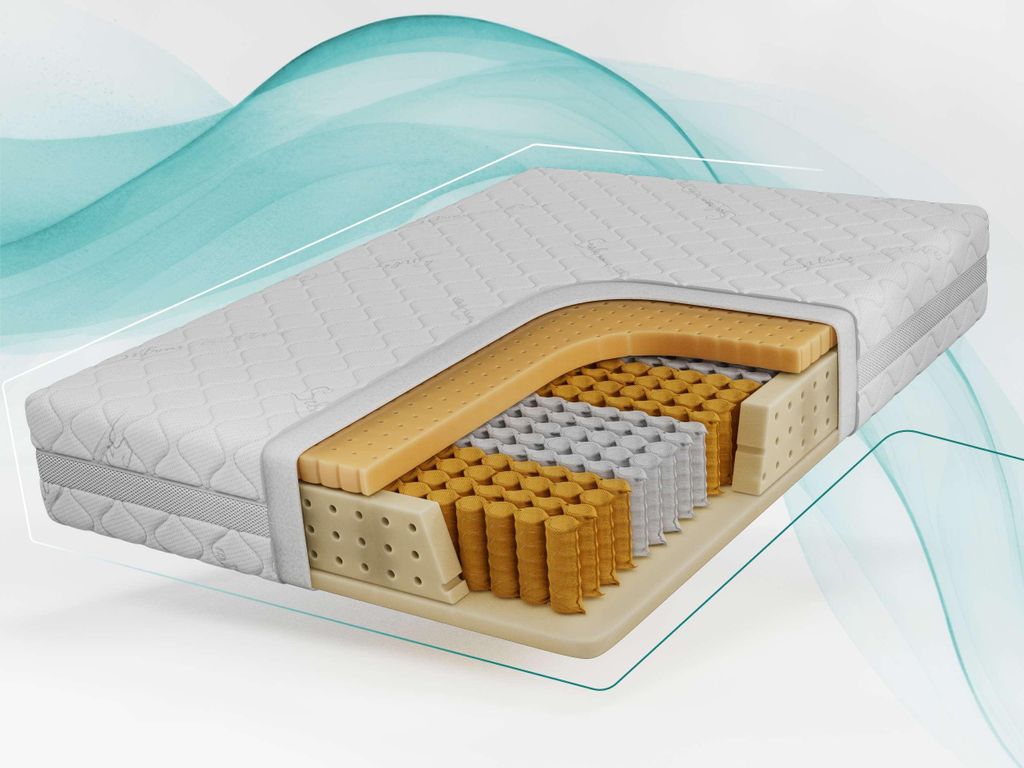 MKS MEBLE Rollmatratze TENE, Taschenfederkernmatratze H3, Matratze mit Latex 4 cm, für Allergiker geeignet Bezug waschbar - SIVO - 140 x 200 cm