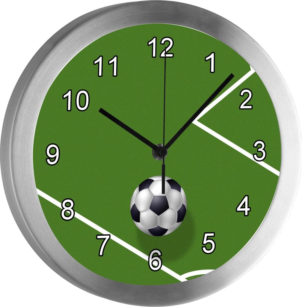 Funkuhr, Kinder Wanduhr, Kinderuhr, Kinderzimmer Fußball