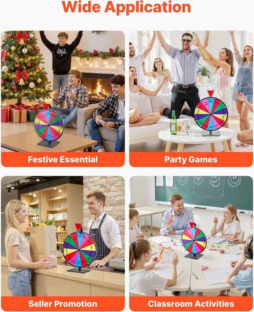 Roue de la Fortune 14 Cases avec Surface Effaçable et Support de Table Fixe - 6