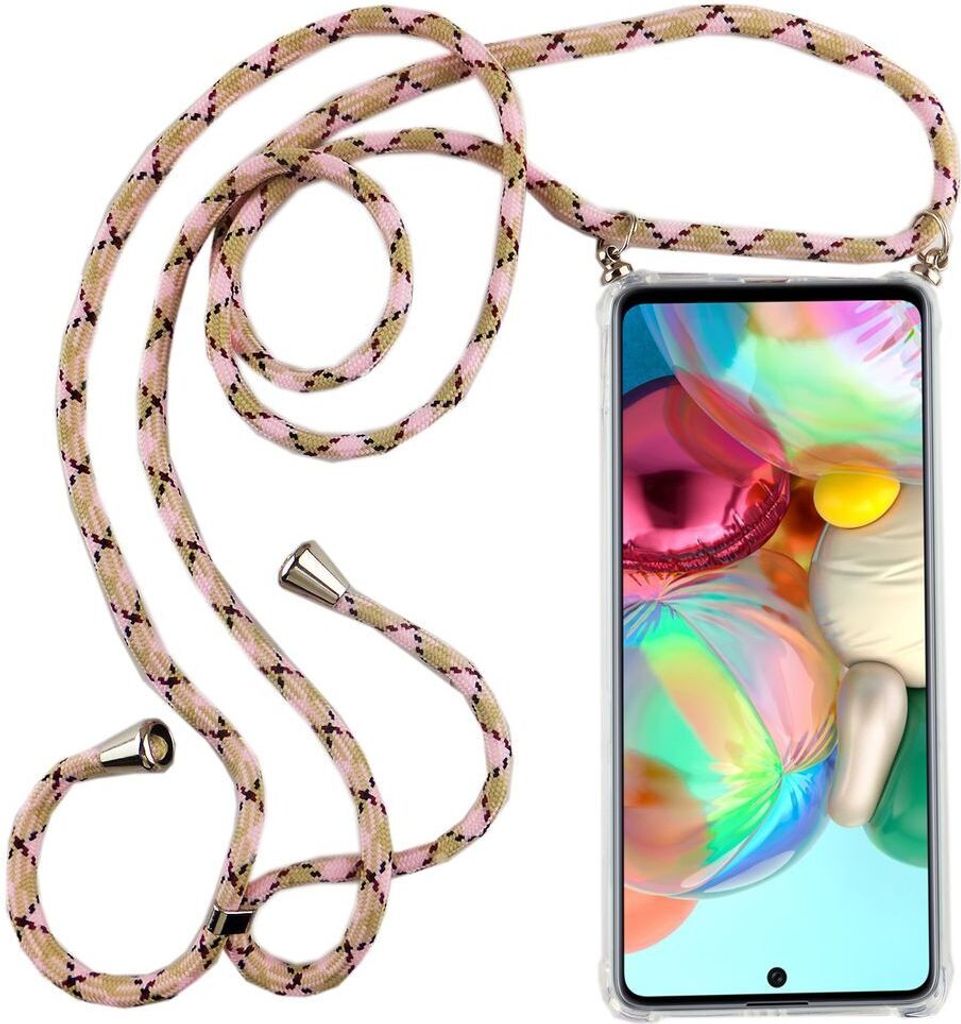 Handykette für Samsung Galaxy A71 - Smartphone Necklace Hülle mit Band - Schnur mit Case zum umhängen in Rosa
