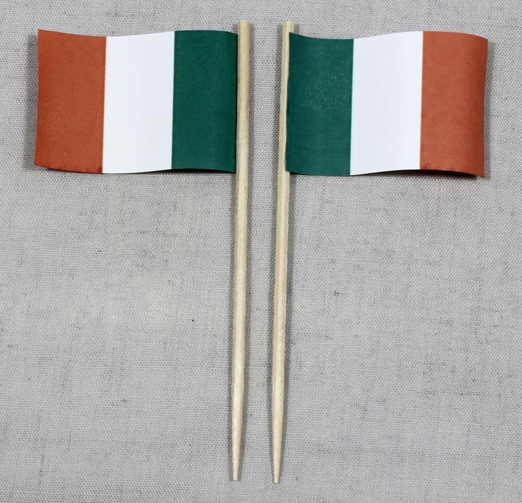 Party-Picker Flagge Irland Papierfähnchen in Spitzenqualität 25 Stück Beutel
