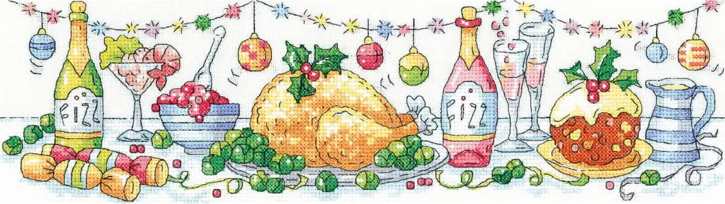 Idea Regalo Natale: Kit Punto Croce Heritage Cena di Natale 37,5x10cm