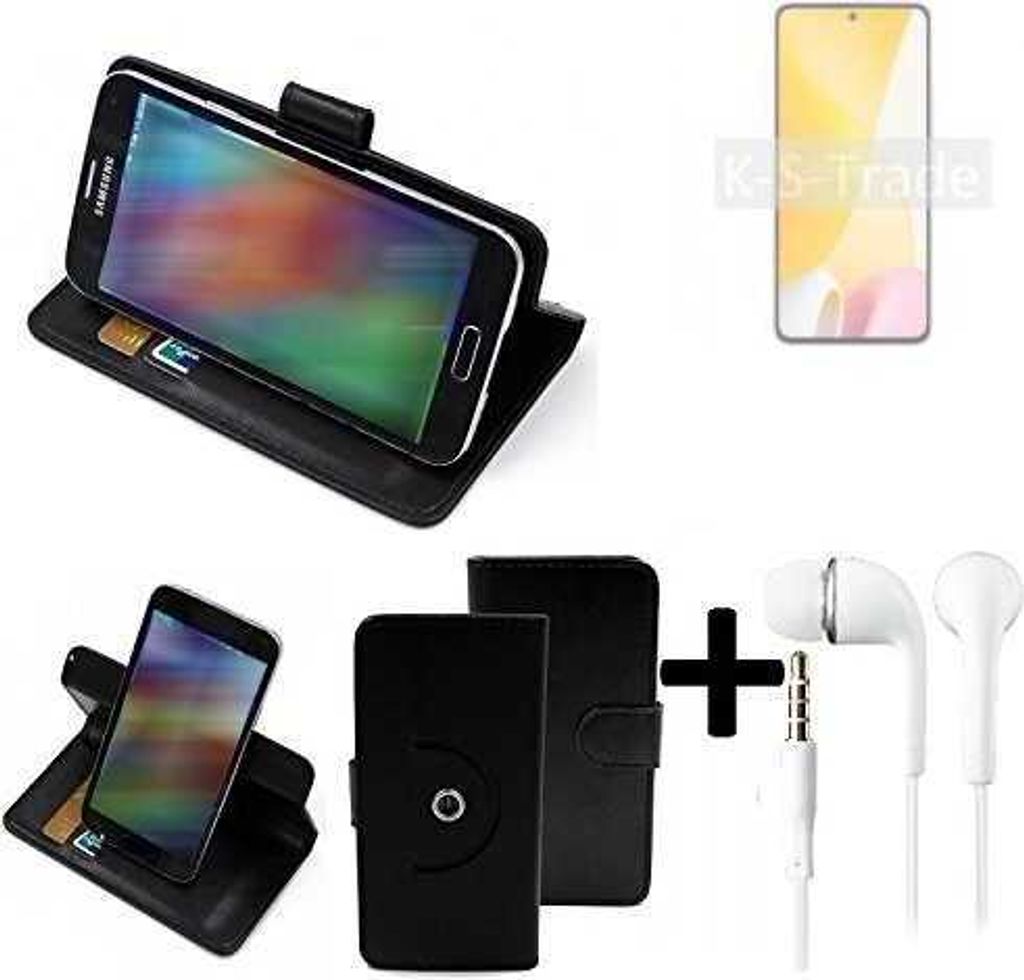 K-S-Trade Handy Hülle Schutz Hülle + Kopfhörer kompatibel mit Xiaomi 12 Lite Handyhülle Flipcase Smartphone Cover Handy Schutz Tasche Walletcase