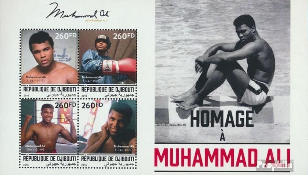 Briefmarken Dschibuti 2016 Mi 1219-1222 Kleinbogen (kompl. Ausg.) postfrisch Mohamed Ali