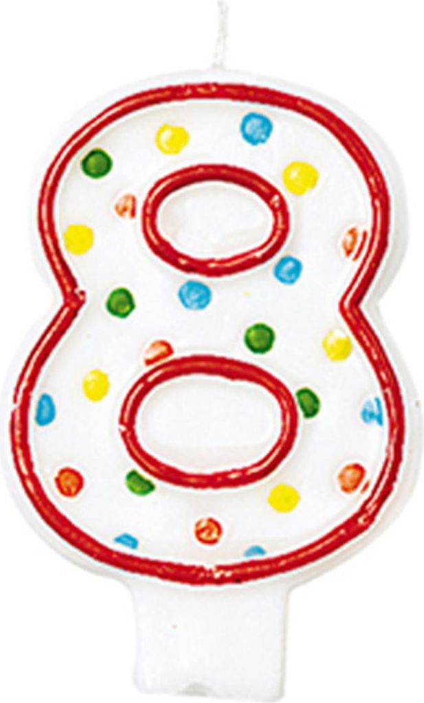 Geburtstagskerzen Zahlen mit bunten Polka Dots Punkte Party Dekorations Artikel - Nummer 8