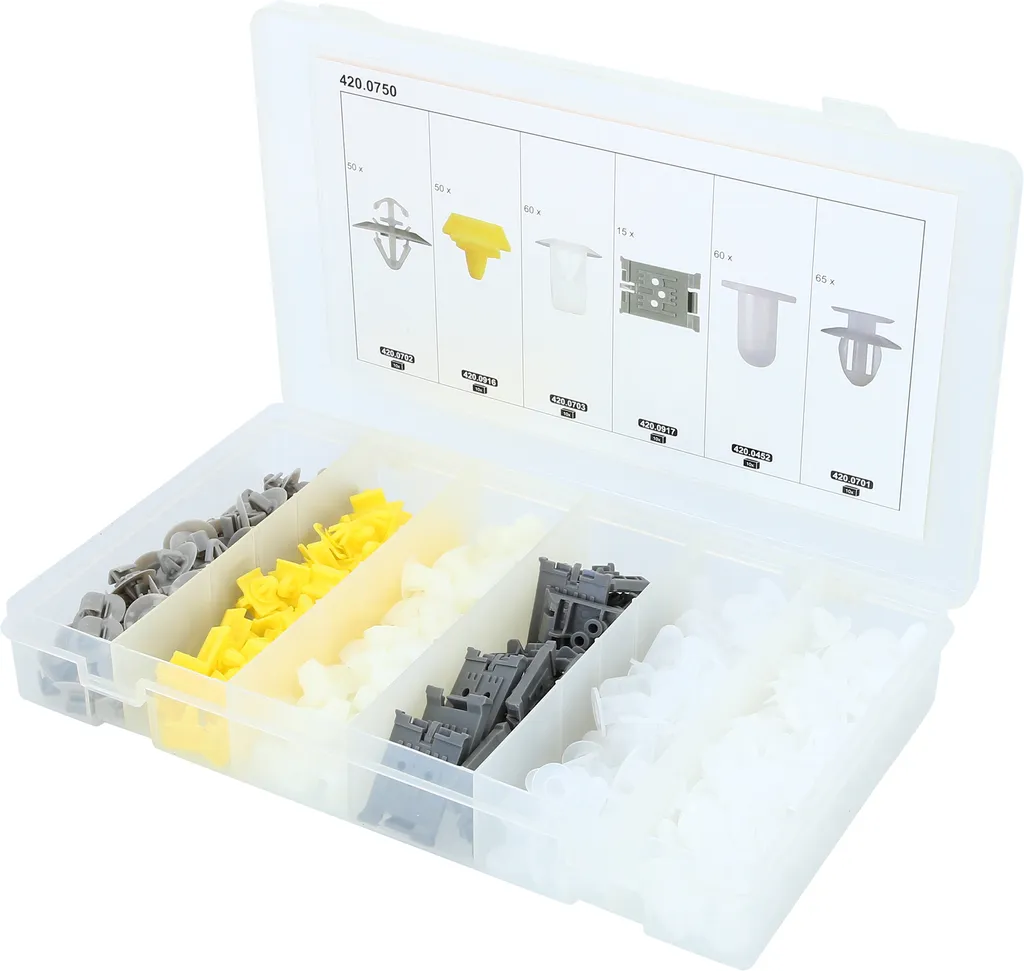 Assortiment de 300 Agrafes de Carrosserie KS TOOLS pour Voitures Renault