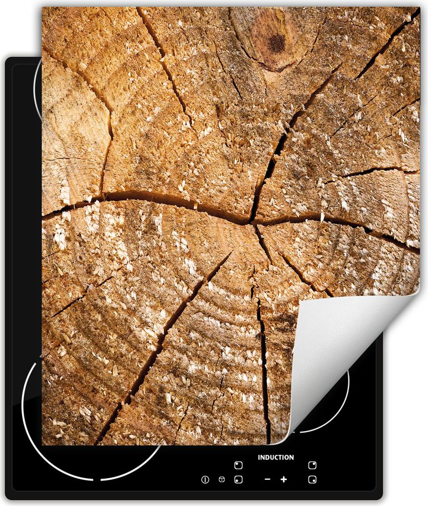 DarHaus Herdabdeckplatte 45x52 cm Anti Rutsch Matte Aufrollbar, Baum - Holz
