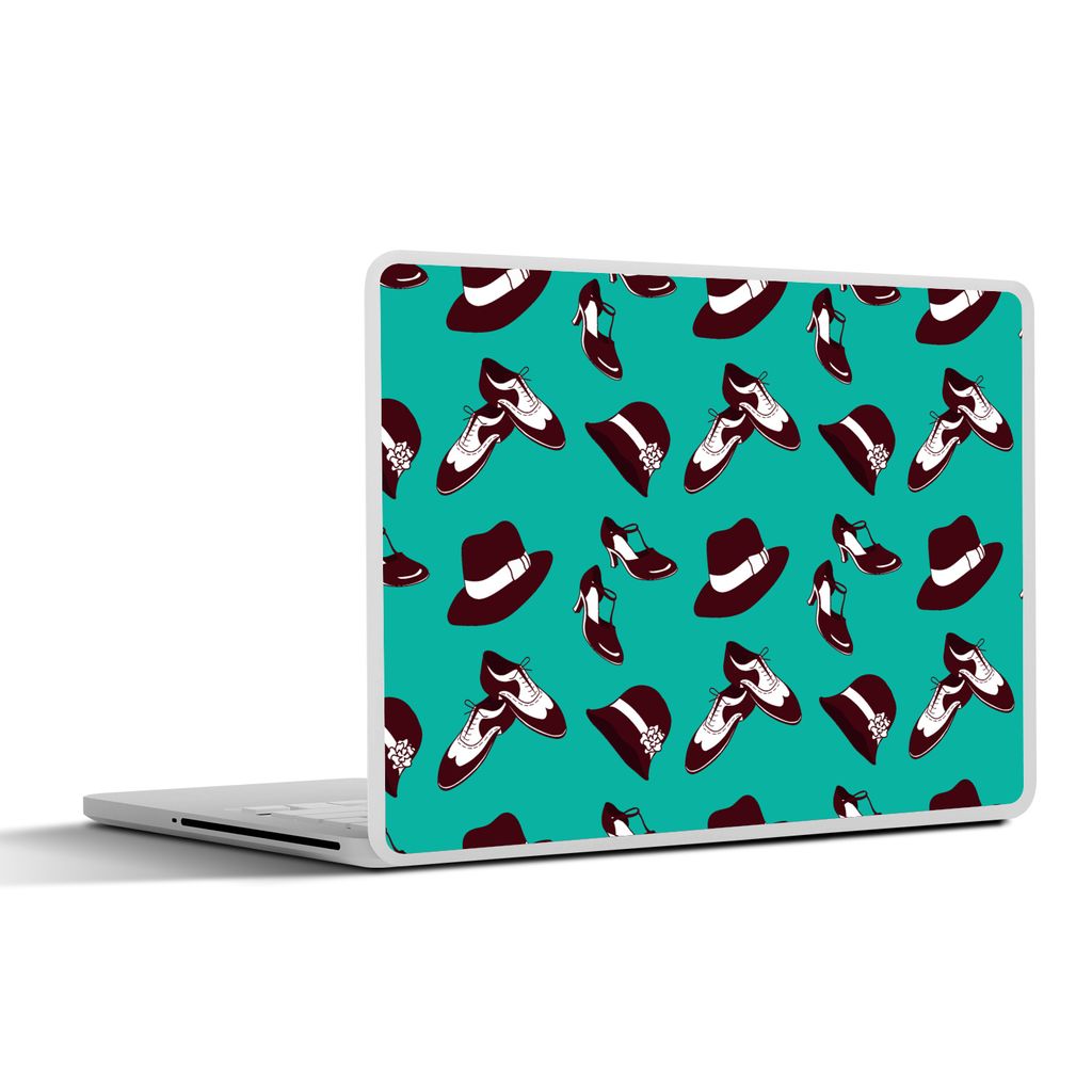 MuchoWow Laptop Aufkleber Sticker Cover Antik - Hut - Schuhe - Muster 36.5x27.5 cm - Laptop-Sticker