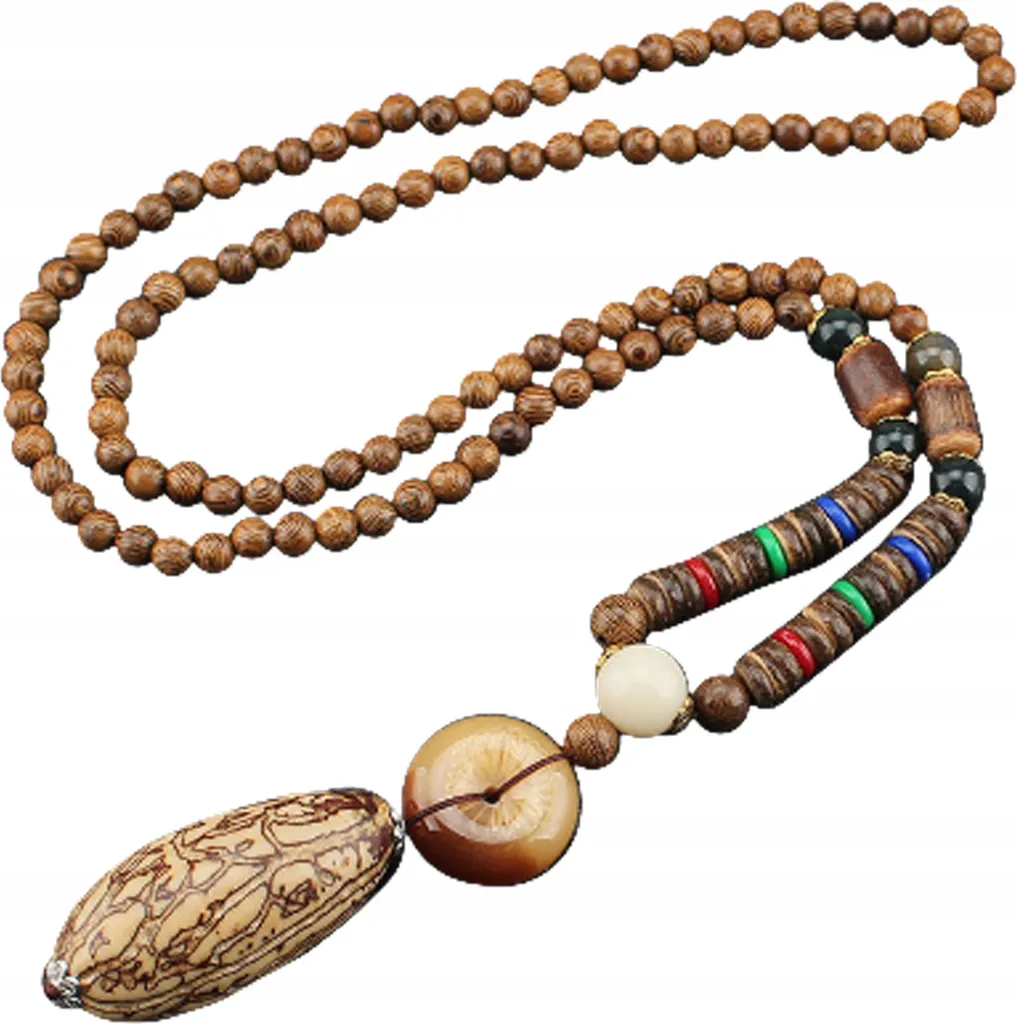NEPAL BUDDHA MALA Collana di legno tibetana fatta a mano Amuleto