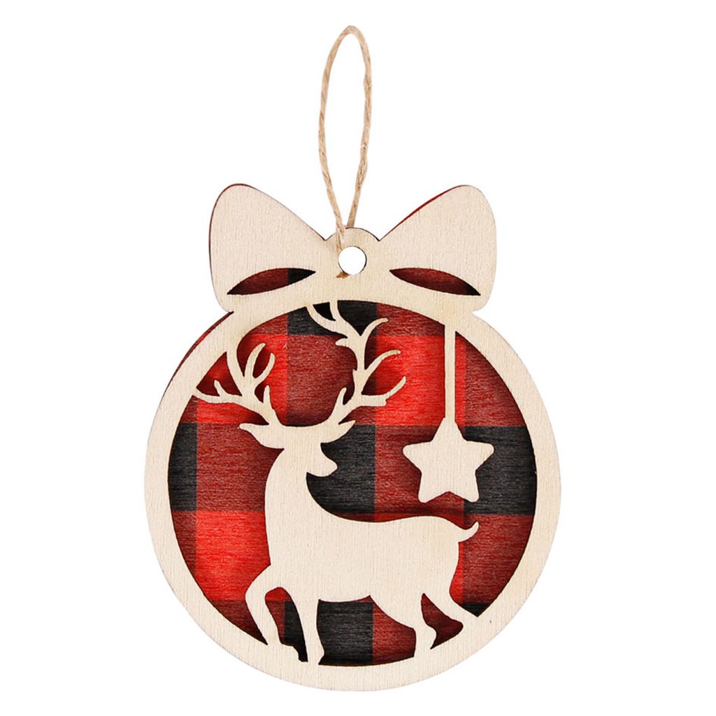 Weihnachtsbaum Anhänger Verschiedene süße Elch Star House Hollow -out Hängende Ornament Runde hölzerne Anhänger Weihnachtsropfen Ornament Fei...