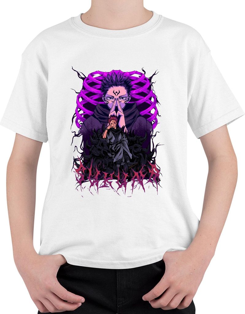 Sukuna Itadori Jujutsu Kaisen Anime Fluchkönig Otaku Geschenk Uni Kinder T-Shirt, Weiß, 116