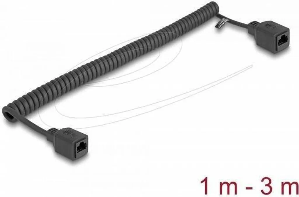 Estensione Rete Delock 90673 Cat.5e RJ45 Spirale 1-3m UTP Nero