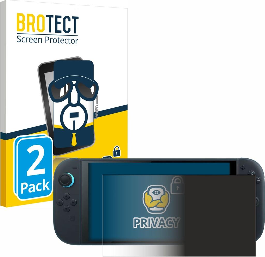 2x BROTECT Sichtschutzfolie für Nintendo Switch 2 Anti-Spy Privacy Sichtschutz Blickschutz Folie Blaulicht-Schutz