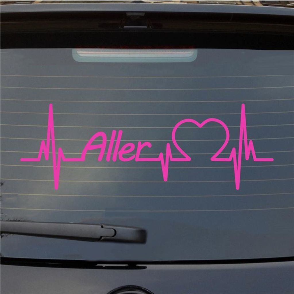 Heckscheibenaufkleber Aller Herzschlag Puls Fluss Wasser Liebe 55x18 cm Pink Auto Aufkleber Sticker