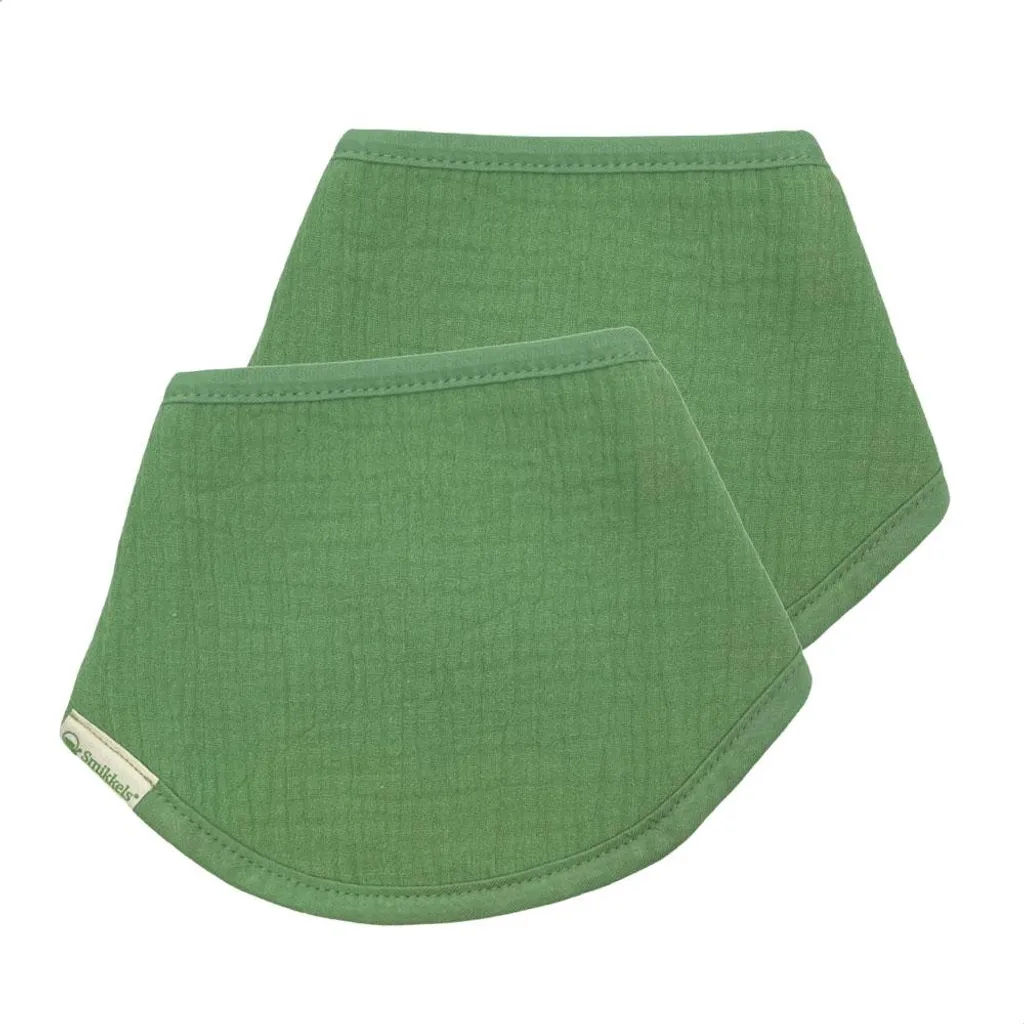 Smikkels Bavoir Bandana Bébé Vert en Coton Doux - Lot de 2 Pièces