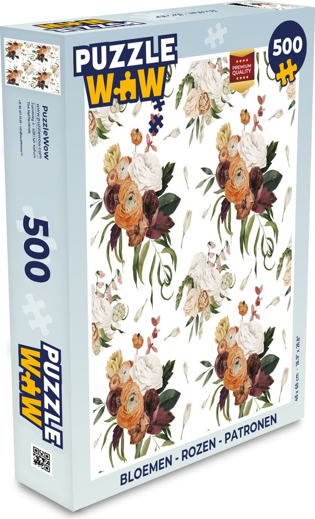 MuchoWow Puzzle 500 Teile Blumen - Rosen - Muster - Denken - Spiel - Toy