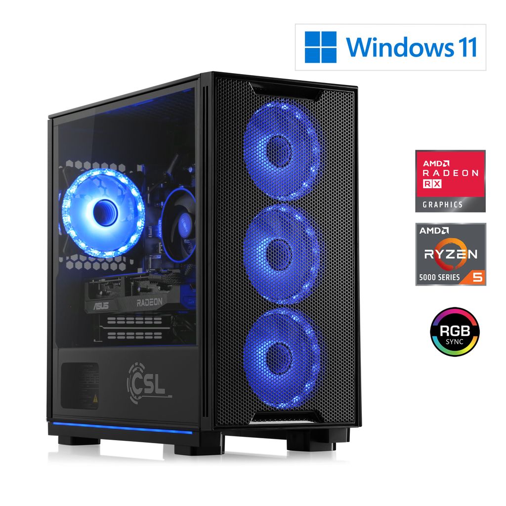 CSL Gaming PC AMD Ryzen 5 5600, 3200 MHz, Radeon RX 7600, Produktbild 