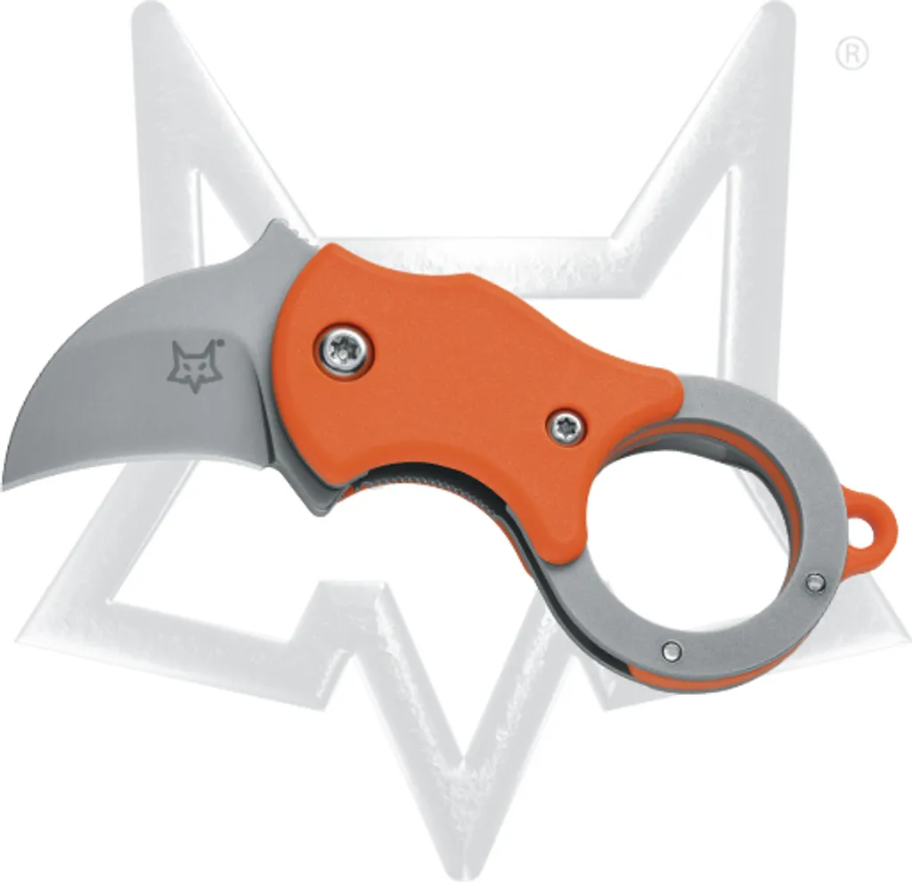 Mini couteau de poche Karambit Fox Mini-Ka Orange avec anneau de doigt