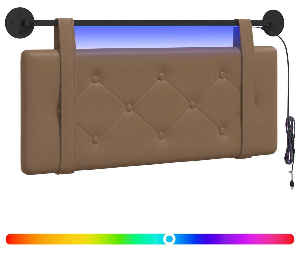 vidaXL Hängendes Kopfteil Mit LED Licht Cappuccino Kunstleder